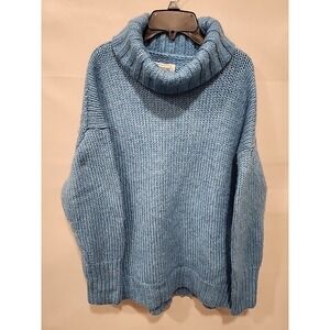 American Eagle Outfitters Sweater Womens M Turtleneck Blue Cable‎ Knit Pullover